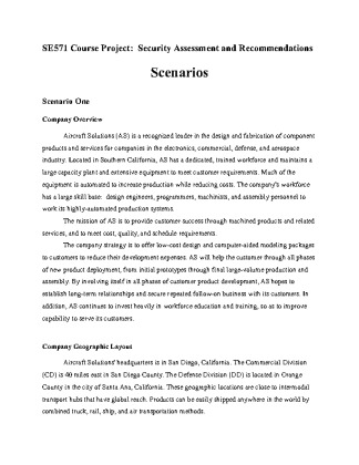 SE571 Scenarios for Course Project