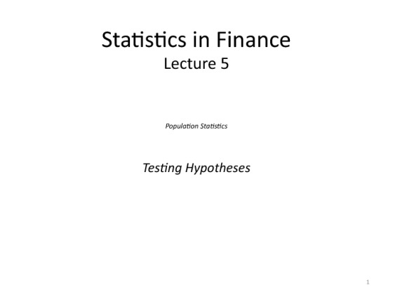 Statistics Fin325 CH5 testing hypothesis