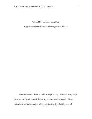 Week 4 Individual Assignment Political Environment Case