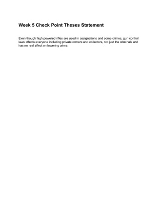 Week 5 Check Point Theses Statement