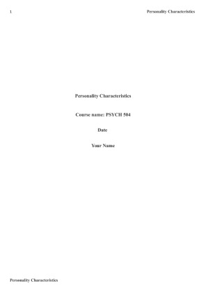 11 PSYCH 504 Personality Characteristics Paper