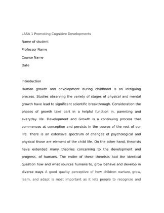 Assignment 2 LASA 1 Promoting Cognitive Development