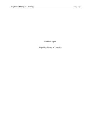 Final Research Paper   Cognitive Theory of Learning