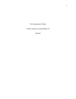 PHI 208 Week 3 Final Argumentative Paper