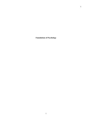 PSY 300 Foundations of Psychology Paper