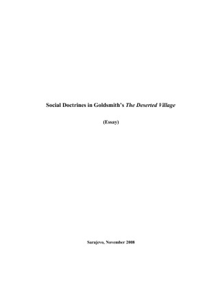 Social Doctrines in Goldsmith's The Deserted Village