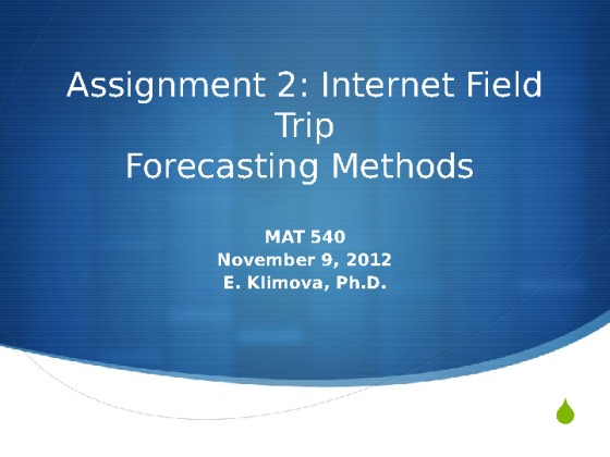 MAT 540   Assignment #2 Internet Field Trip