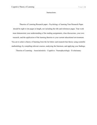 Theories of Learning Research paper   Cognitive