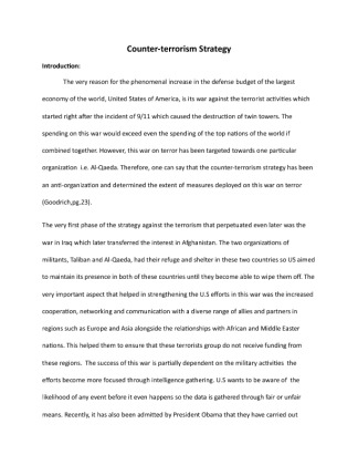 Analytical Essay Counter terrorism strategy
