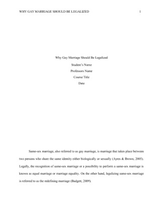 Essay on Why Gay Marriage should be legalized