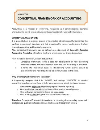 Lesson two   CONCEPTUAL FRAMEWORK OF ACCOUNTING