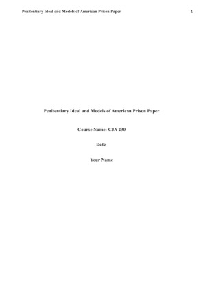 5 CJA Penitentiary Ideal and Models of American Prison Paper 1