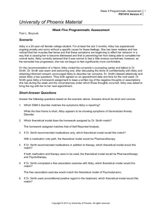 PSY 410  5 Programmatic Assessment