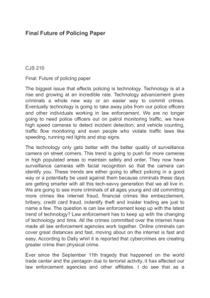 CJS 210 Final Future of Policing Paper