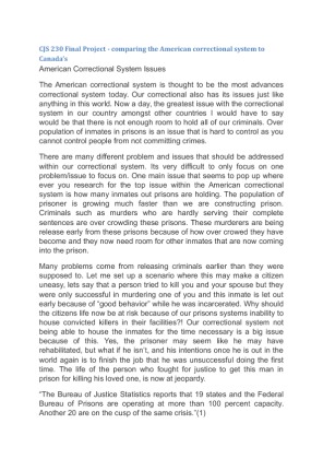 7 CJS 230 Final Project   comparing the American correctional system to...