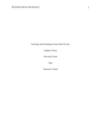 Sociology and Sociological issues about Poverty