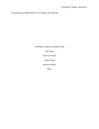 70 Christianity, Judaism, and Islam Paper
