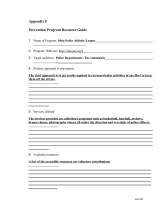 ADJ 225 Week 8 Assignment Prevention Program Resource Guides Appendix F
