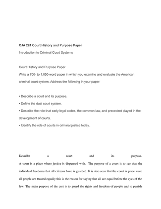 8 CJA 224 Court History and Purpose Paper latest version