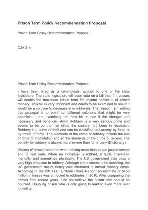 CJA 314 Prison Term Policy Recommendation Proposal