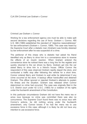 CJA 354 Criminal Law Graham v Connor
