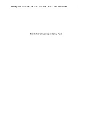 PSY 475 Week 1 Individual Introduction to Psychological Testing Paper