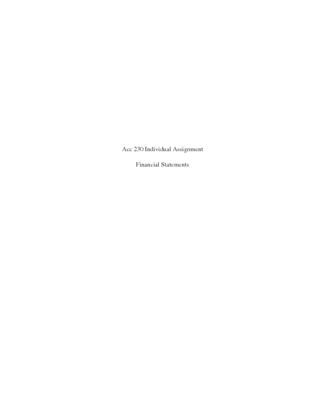 Acc 230 Individual Assignment Financial Statements Paper