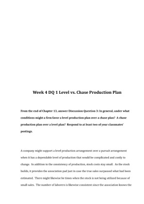 BUS 307 Week 4 DQ 1 Level vs Chase Production Plan