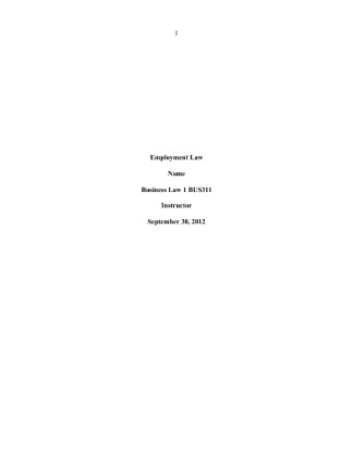 BUS 311 Week 5 Final Research Paper Employment Law