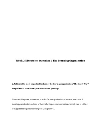 BUS 375 Week 3 DQ 1 The Learning Organization