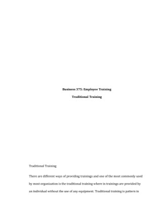 BUS 375 Week 4 Assignment  Traditional Training Methods Paper