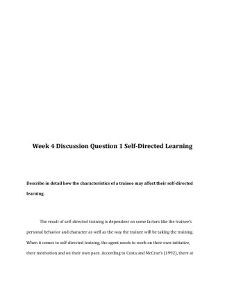 BUS 375 Week 4 DQ 1  Self Directed Learning