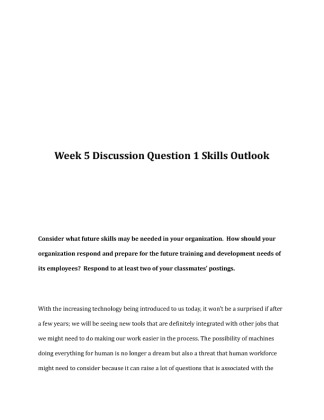 BUS 375 Week 5 DQ 1  Skills Outlook