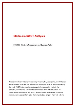 BUS 402 Week 2 Assignment Starbucks . Analysis