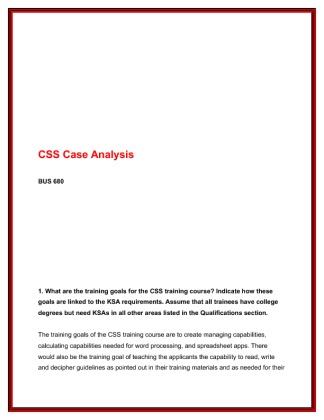BUS 680 Week 3 CSS Case Analysis