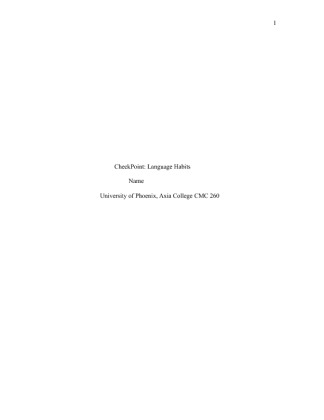 CMC 260 Week 5 CheckPoint Language Habits