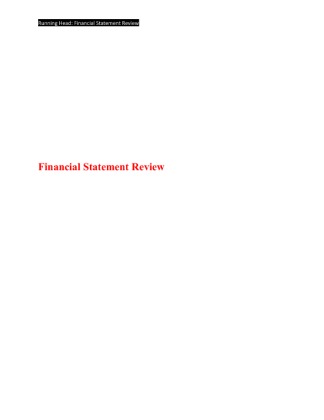 FIN 324 Week 2 Learning Team Assignment Review of Financial