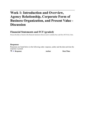 FIN 515 w1 dq2 Financial Statements and FCF