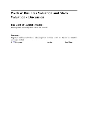 FIN 515 w4 dq2 The Cost of Capital