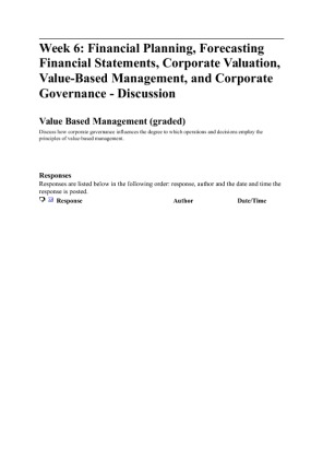 FIN 515 w6 dq2 Value Based Management