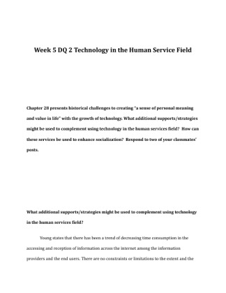 HHS 435 Week 5 DQ 2 Technology in the Human Service Field