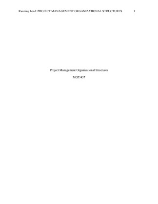MGT 437 Week 3 Individual Assignment Project Management Paper (UOP Course)
