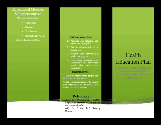 NUR 405 Week 5 Individual Assignment Health Education plan