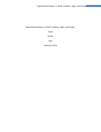OI 361 Week 2 Individual Assignment Organizational Impact Paper