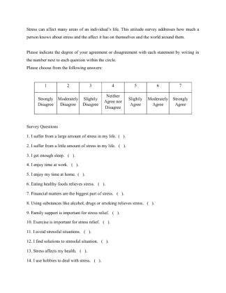 PSY 475 Week 3 Individual Assignment Stress Survey