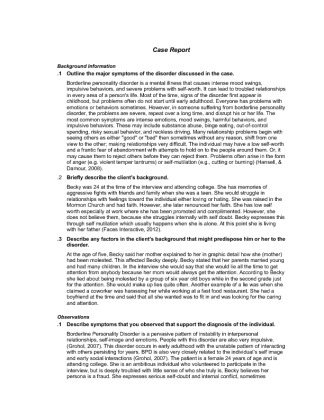 PSYCH 515 Week 5 Team Assignment Case Study Borderline Personality (UOP...