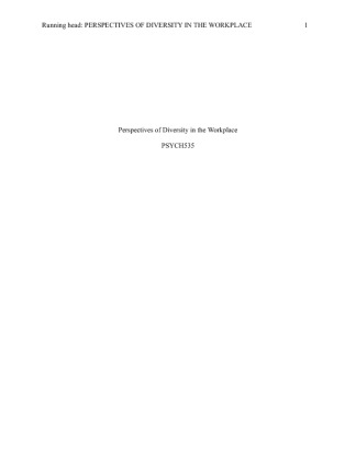 PSYCH 535 Week 2 Team Assignment Perspectives of Diversity Paper (UOP...