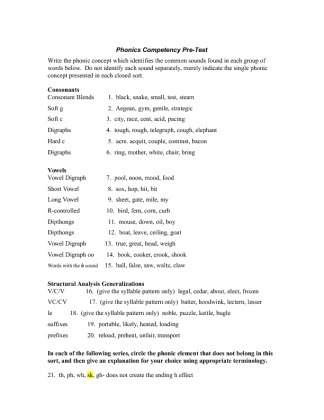 RDG 410 Week 2 Individual Assignment Phonics Competency Assessment(UOP...