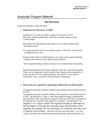 SCI 230 Week 5 Assignment DNA worksheet