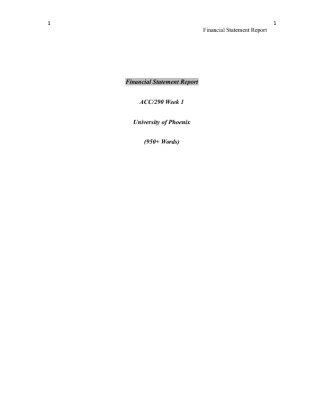 ACC 290 Week 1 Financial Statements Paper
